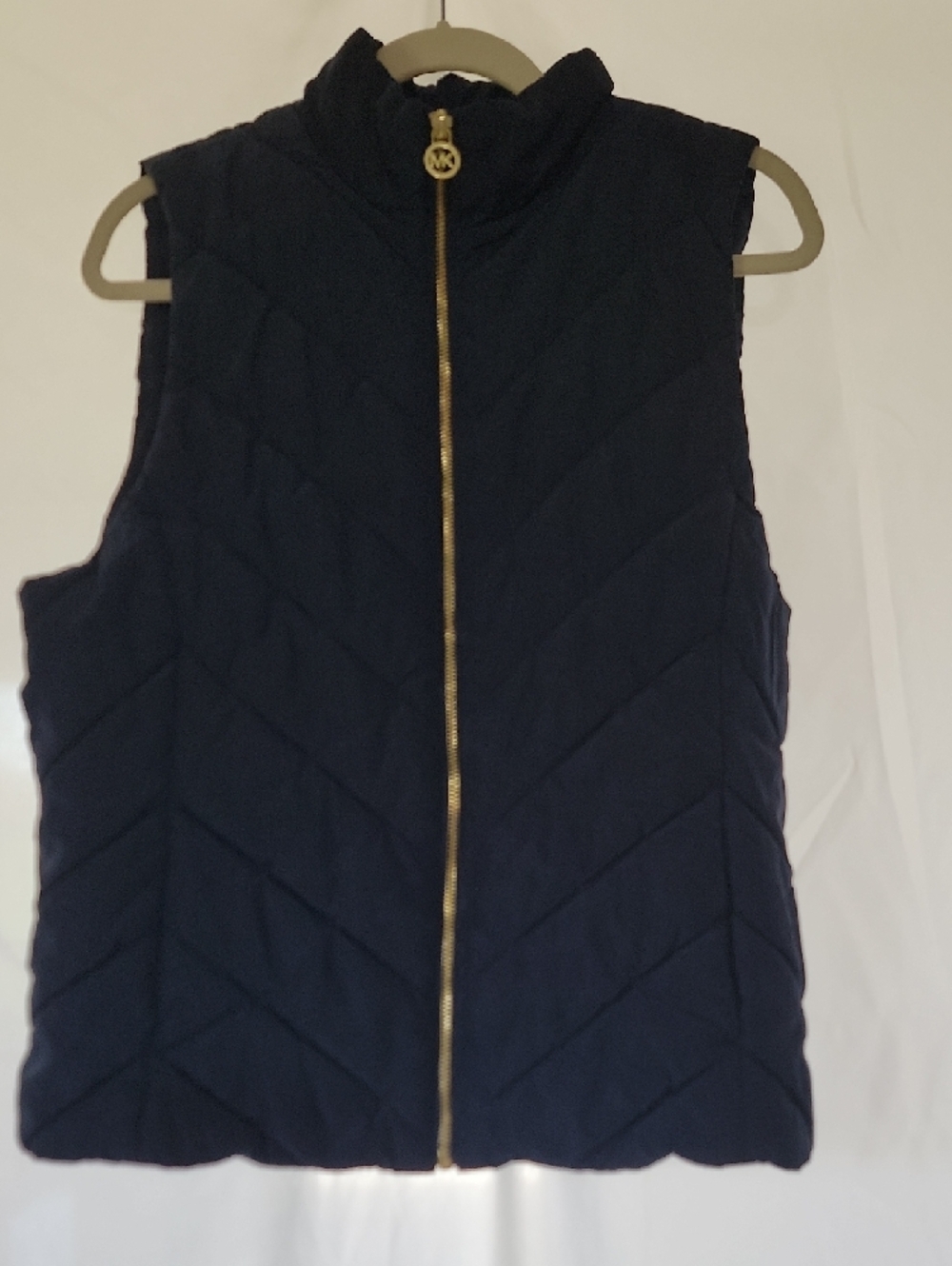 Michael Kors Navy Quilted Puffer Vest with Gold Zipper - Picture 4 of 6